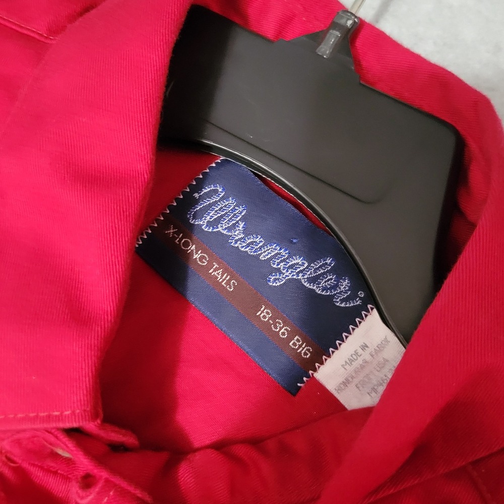 Vintage Wrangler Big Man X-Long Tails Red Shirt 18-36 BIG - Picture 10 of 14